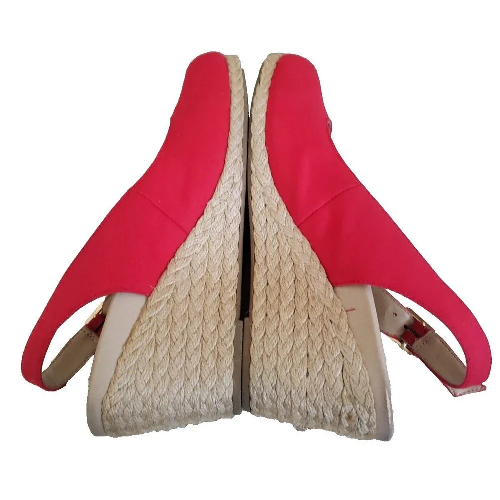 Vionic Coralina Wedge Slingback Espadrille Sandals Women's Size 9 Red Canvas